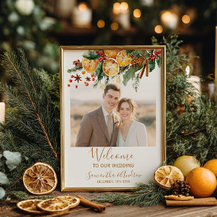 Citrus Christmas winter wedding welcome Poster