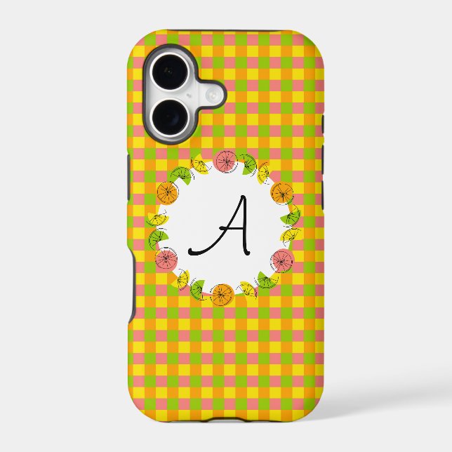 Citrus Circle Check 'Monogram' iPhone case (Back)