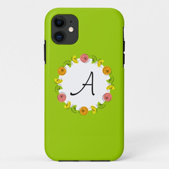 Citrus Circle Green Monogram iPhone case (Back)