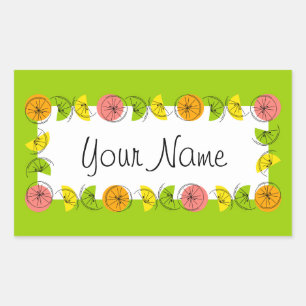 Citrus Circle Green Name sticker rectangle