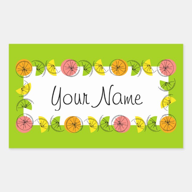 Citrus Circle Green Name sticker rectangle (Front)