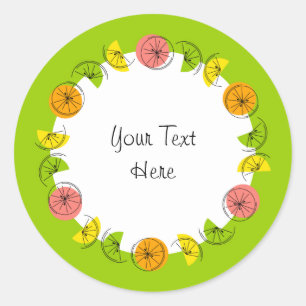 Citrus Circle Green Text sticker round