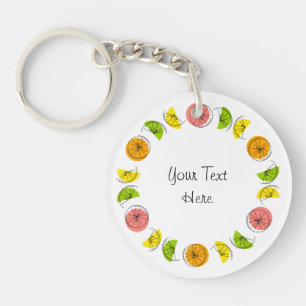 Citrus Circle  Monogram keychain double-sided