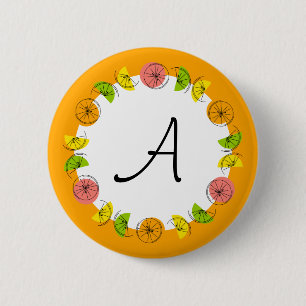 Citrus Circle Orange Monogram button round