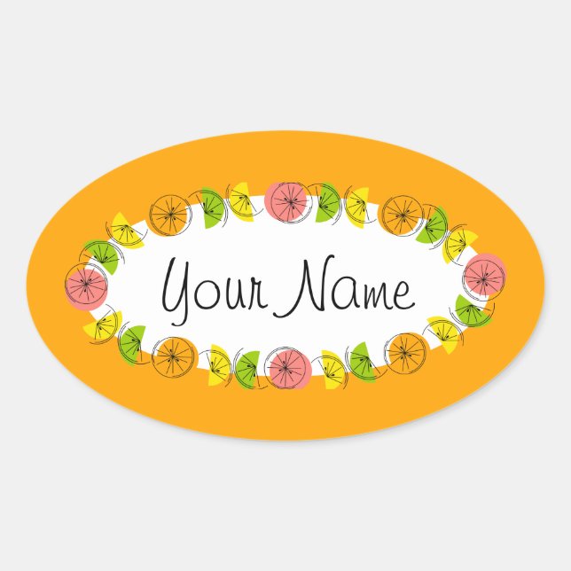 Citrus Circle Orange Name sticker round (Front)
