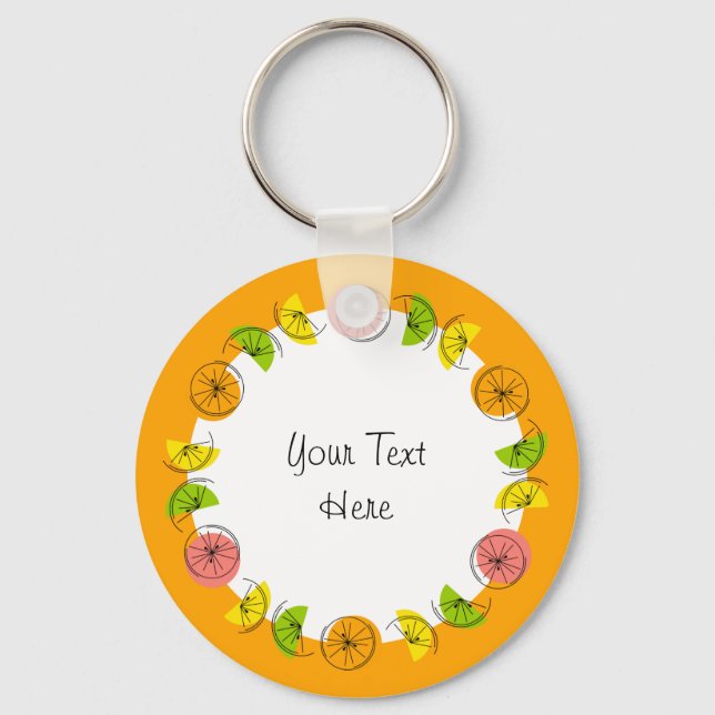 Citrus Circle Orange Text aluminium double-sided Key Ring (Front)