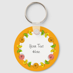 Citrus Circle Orange Text aluminum double-sided Key Ring
