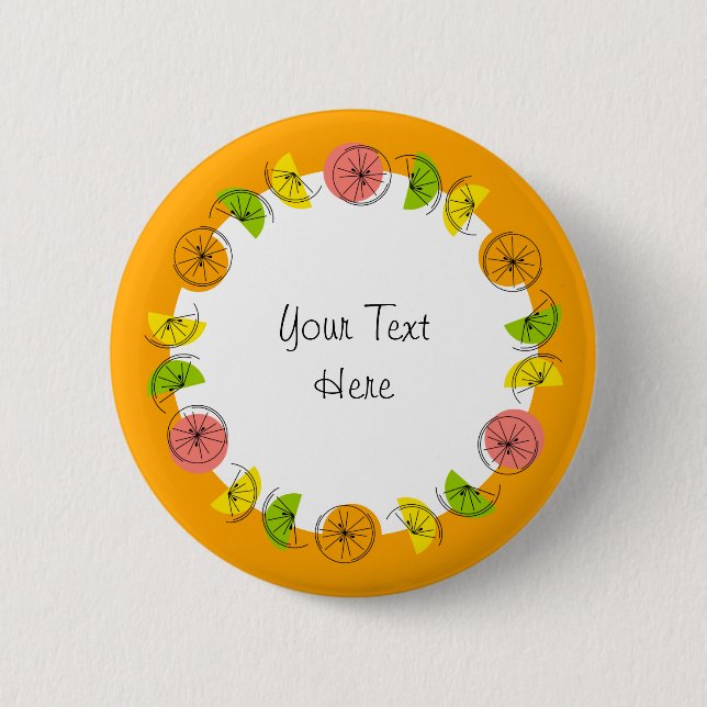 Citrus Circle Orange Text button round (Front)