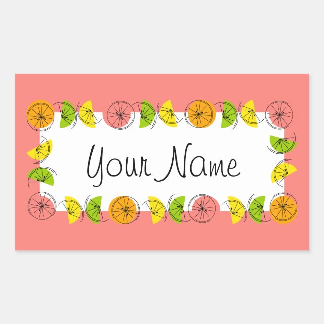 Citrus Circle Pink Name sticker rectangle (Front)