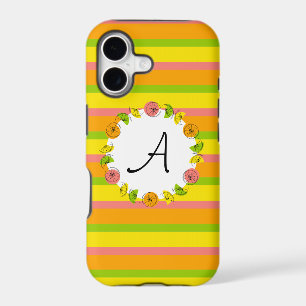 Citrus Circle Stripe Classic Monogram iPhone case