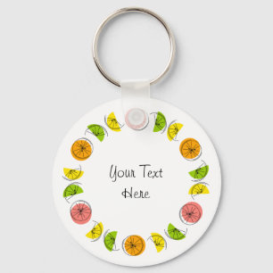Citrus Circle Text aluminium double-sided Key Ring