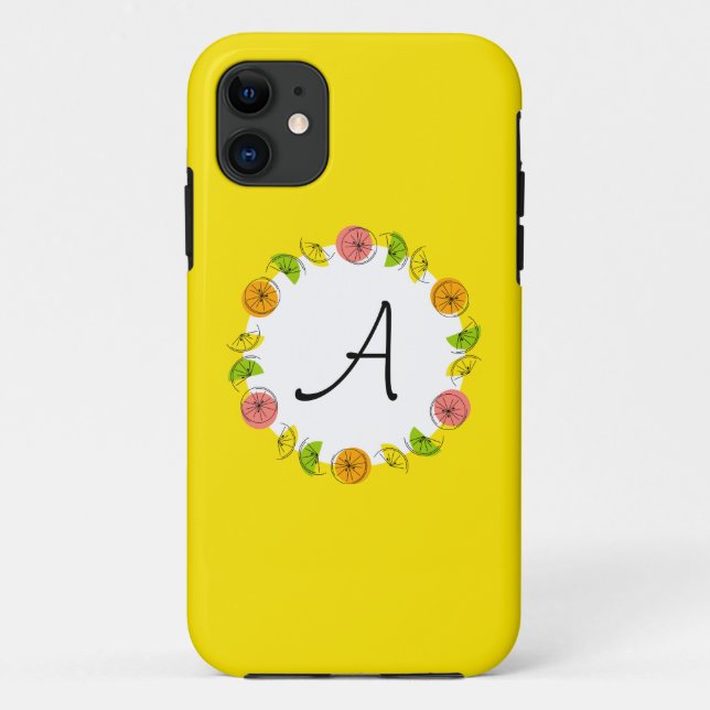 Citrus Circle Yellow Monogram iPhone case (Back)