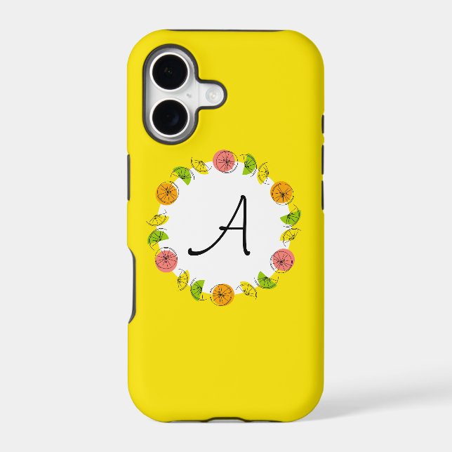 Citrus Circle Yellow Monogram iPhone case (Back)