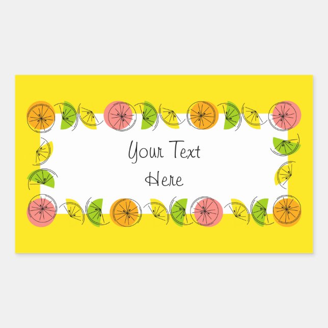 Citrus Circle Yellow Name sticker rectangle (Front)