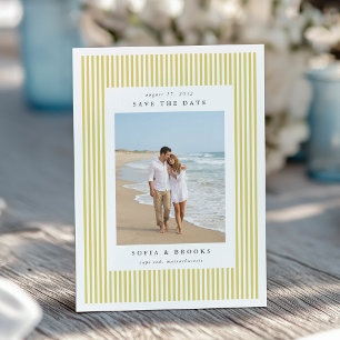 Citrus Classic Pinstripe Photo Wedding Save The Date