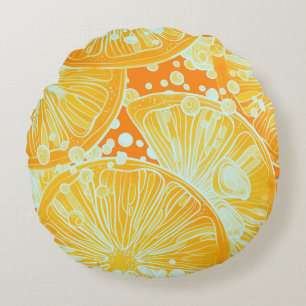Citrus Cocktail: Sparkling Water Pattern Round Cushion