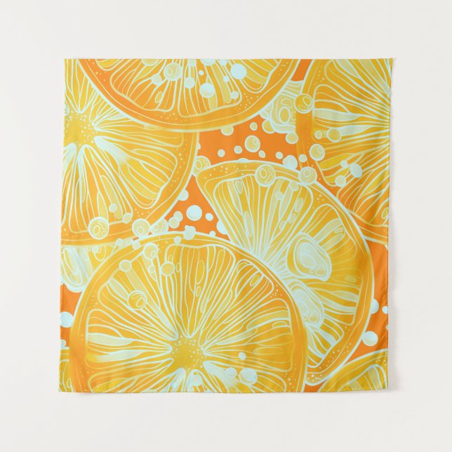 Citrus Cocktail: Sparkling Water Pattern Tapestry (Front)