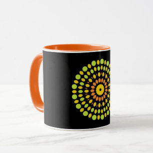 Citrus colours, green, yellow, orange, mug