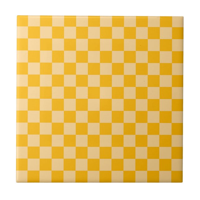 Citrus cream checkered board pattern ceramic tile (Front)