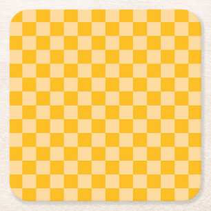 Citrus cream checkered board pattern square paper coaster