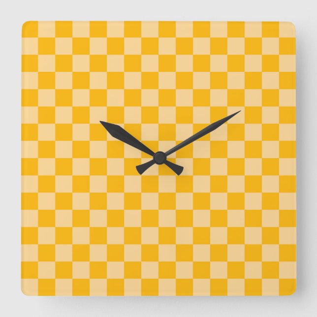 Citrus cream checkered board pattern square wall clock (Front)