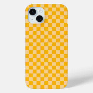 Citrus cream chequered board pattern iPhone 15 mini case