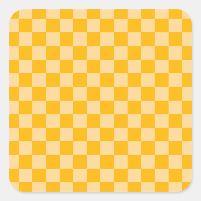 Citrus cream chequered board pattern square sticker (Front)