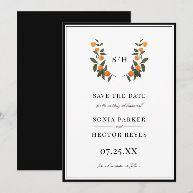 Citrus Crest Monogram Save The Date (Front/Back)