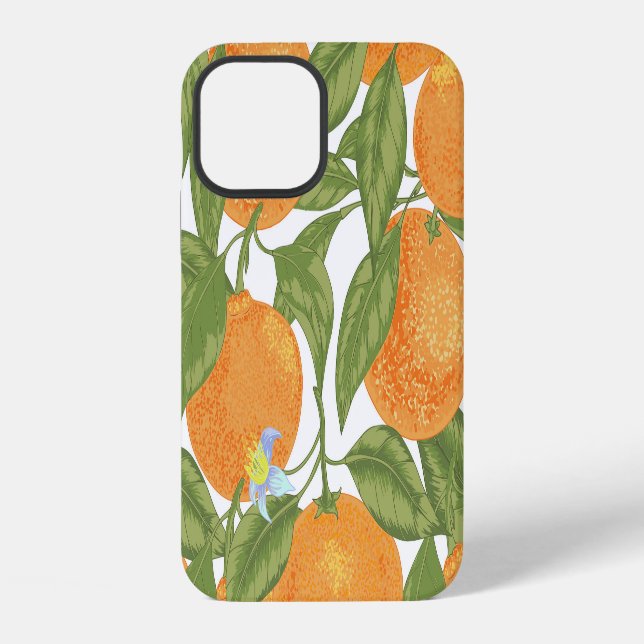 Citrus Delight: Mandarin Vintage Pattern iPhone Case (Back)