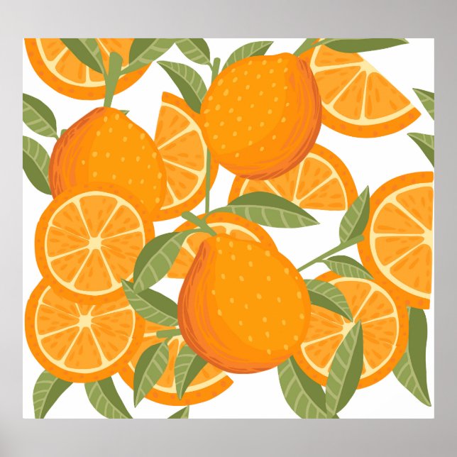 Citrus Delight: Orange Fruit Pattern Poster (Front)