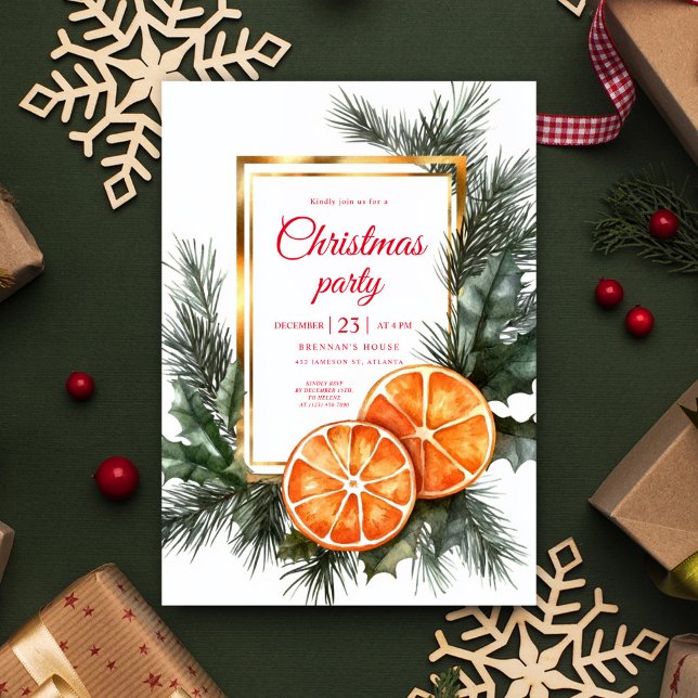 Citrus Dried Oranges Christmas Holiday Party Invitation (Citrus Dried Oranges Christmas Holiday Party Invitation)