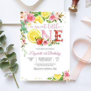Citrus Floral 1st Birthday Invitation