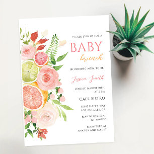 Citrus Floral Baby Brunch Shower Invitation