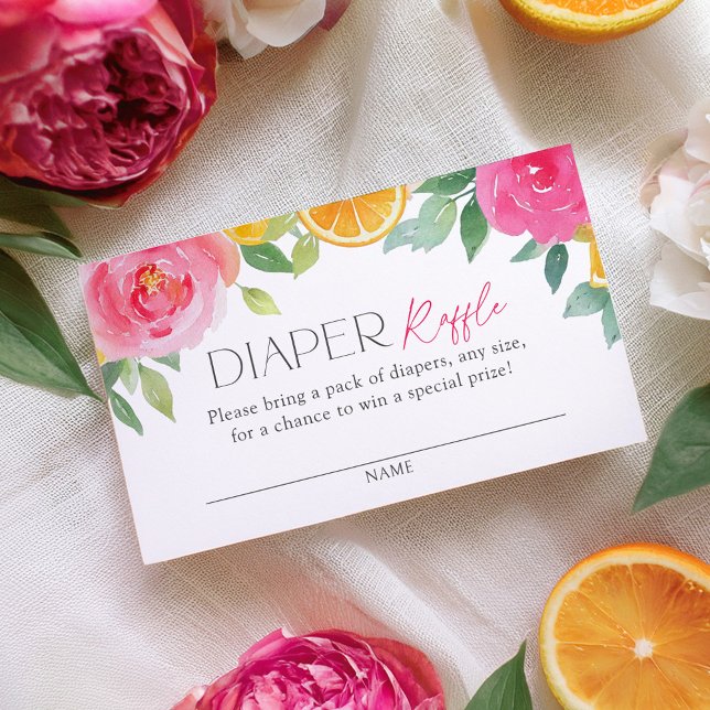 Citrus Floral Baby Shower Diaper Raffle Ticket Enclosure Card (Creator Uploaded)