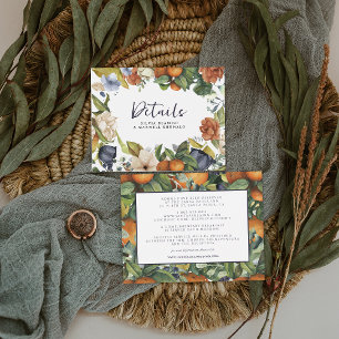 Citrus Floral Botanical Wedding Guest Details Enclosure Card