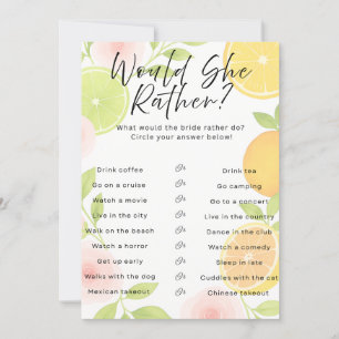 Citrus Floral Bridal Shower Game Invitation