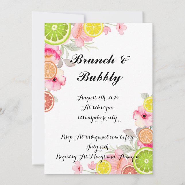 CITRUS FLORAL BRIDAL SHOWER INVITATION (Front)