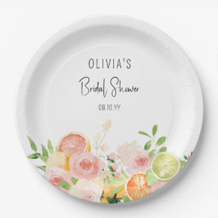 Citrus Floral Bridal Shower Shower Paper Plate