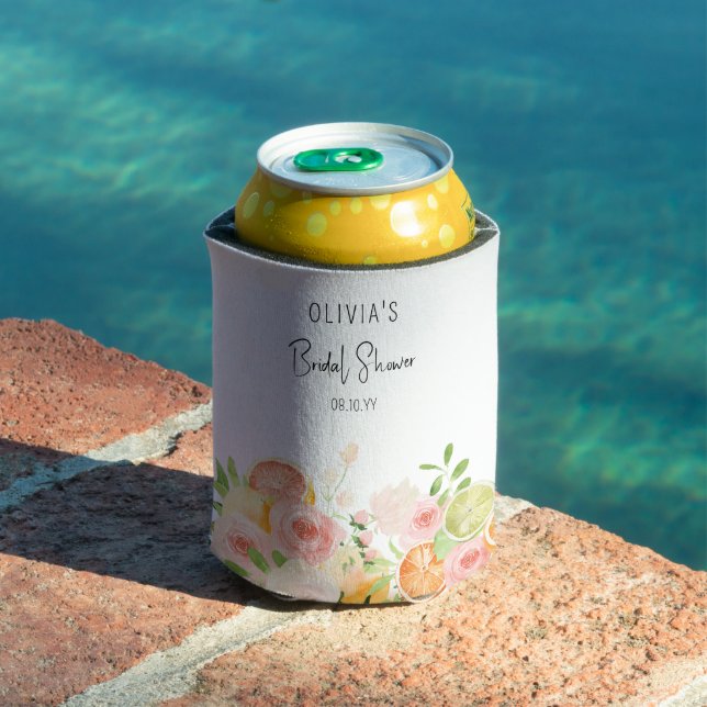 Citrus Floral Bridal Shower tropical bright Can Cooler (In Situ Pool)