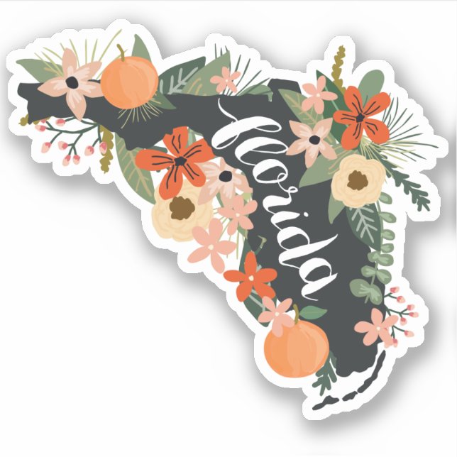 Citrus Floral Florida State Silhouette (Front)