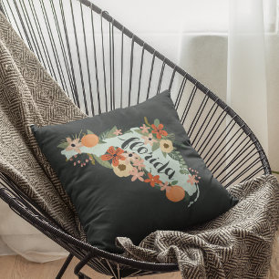 Citrus Floral Florida State Silhouette Cushion