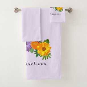 Citrus Floral Garden Bath Towel Set