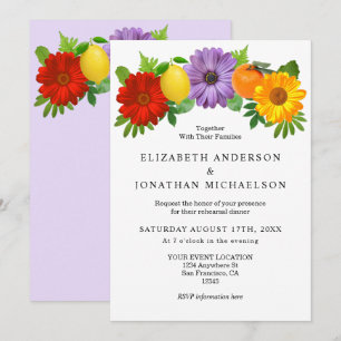 Citrus Floral Garden Wedding Rehearsal Dinner Invitation