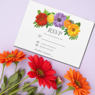 Citrus Floral Garden Wedding RSVP Card