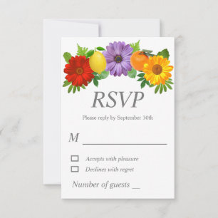 Citrus Floral Garden Wedding RSVP Card