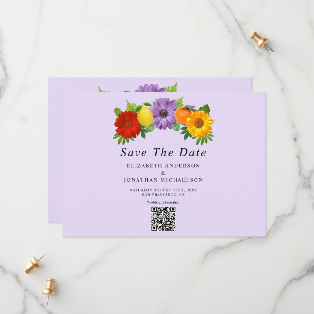Citrus Floral Garden Wedding Save The Date (Front/Back In Situ)