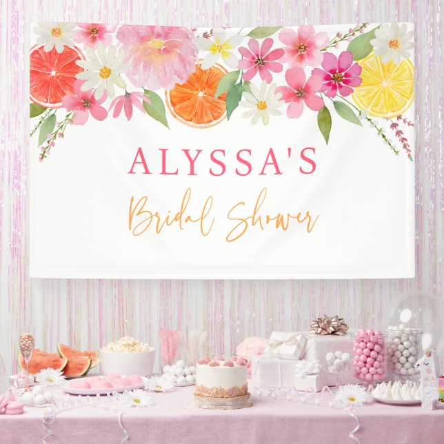 Citrus Floral Lemon Orange Bridal Shower Banner (Party)