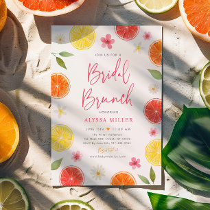 Citrus Floral Lemon Orange Bridal Shower Brunch Invitation