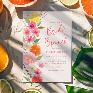 Citrus Floral Lemon Orange Bridal Shower Brunch Invitation