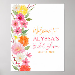 Citrus Floral Lemon Orange Bridal Shower Welcome Poster